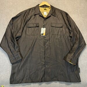 Steve Harvey Signature Shirt Men's 3XL Brown  Long Sleeve Button Up Rayon NEW
